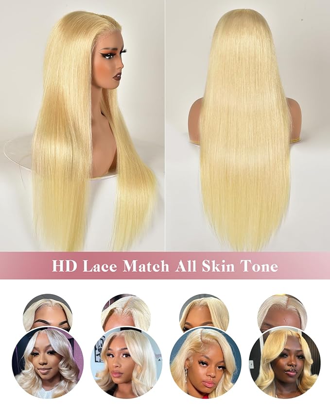 22 InchWear And Go Glueless 613 9x6 HD lace front wig Human Hair Pre Plucked Pre Cut For Beginners Human Hair 180% Density Straight Lace Front Wigs No Glue Pre Cut 3 Seconds To Wear Glueless Wig
