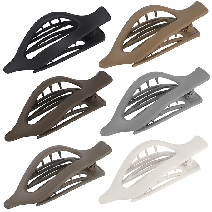 Flat Hair Clips for Women - 6 PCS French Flat Claw Clips Medium Hair Clips for Girls Large Hair Claw Clips for Thick or Thin Hair Strong Hold No Slip Hair Accessories for women (Regular)