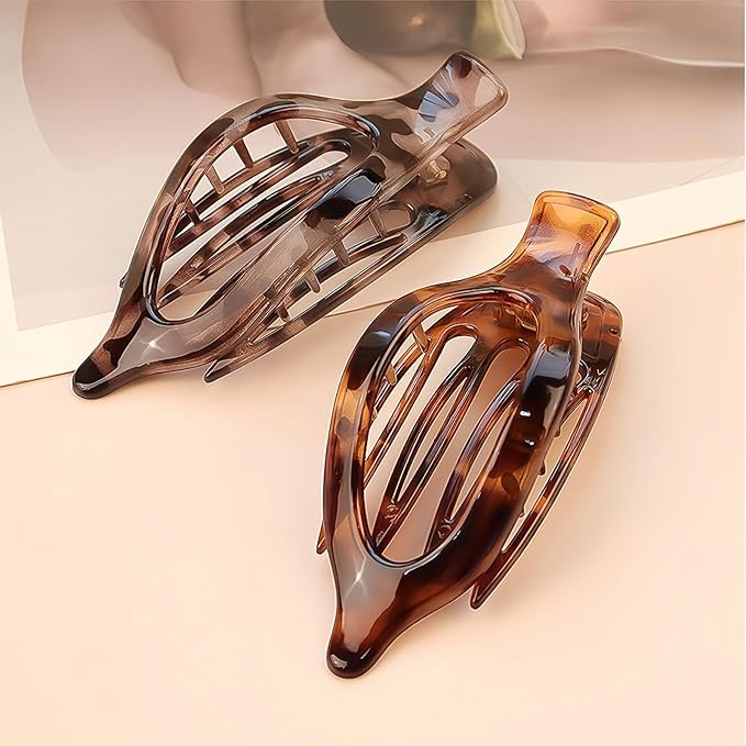 8PCS French Flat Hair Clips for Women Duckbill Hair Clips for Thick& Thin Hair Fashion Leopard Print Hair Claws 2 Styles