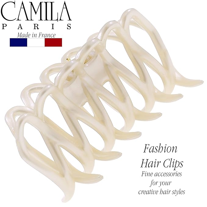 Camila Paris CP3526 French Small Hair Clips for Women Thick Hair for Long Curly Wavy Hair, Girls Hair Claw Clip, Durable Styling Big Claw Clip for Thick Hair, Strong Hold No Slip Grip, Made in France