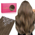 WENNALIFE Seamless Clip In Hair Extensions Human Hair, 16 Inch 130g 7pcs Light Ash Brown Real Hair Extensions Clip in Human Hair Invisible PU Skin Weft Natural Remy Human Hair Extensions