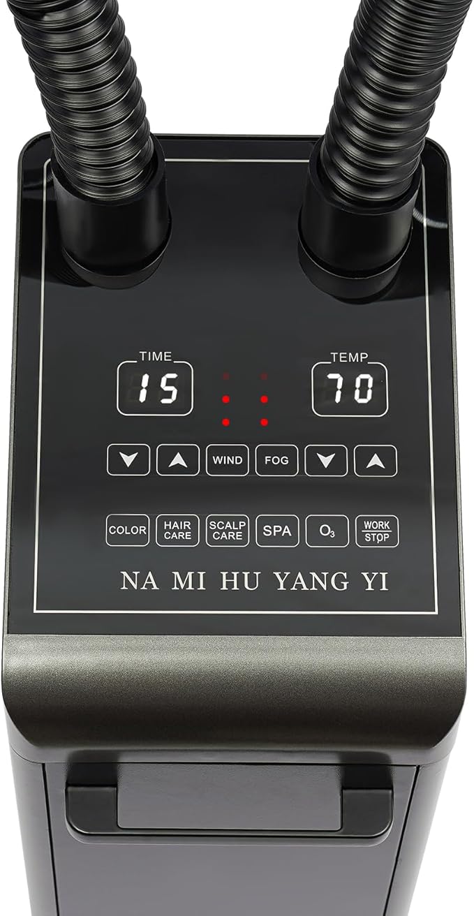 5 In 1 Heated Micro Mist Ozone Nano Hair Steamer with 2 Vaporizing Caps Professional Hair Care Scalp Care Color Oil Baking SPA Processor for Barbershop, Salon, Temperature/Time/Mist Volume Adjustable