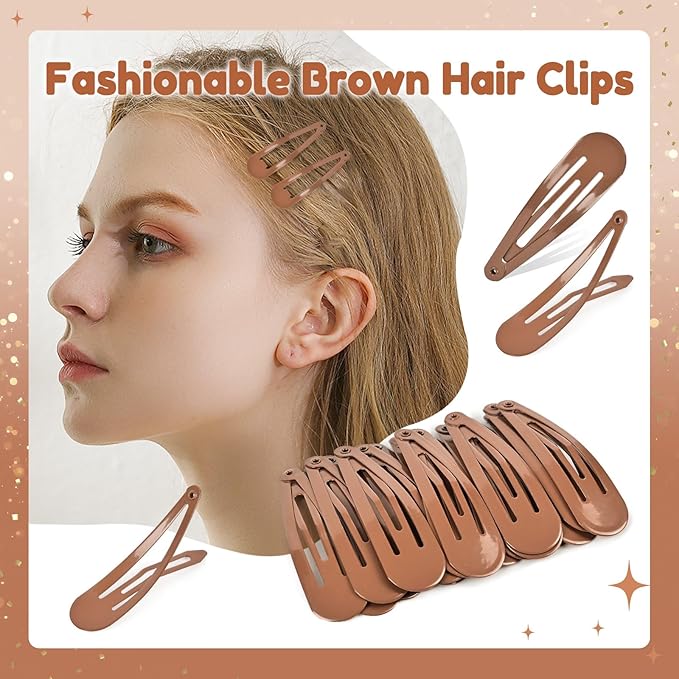 2 Inch Brown Hair Clips Barrettes Metal Snap Clips for Women Durable Water Drop Ideal Hair Accessories for Hairdressing Wedding and Everyday Use 20 pcs