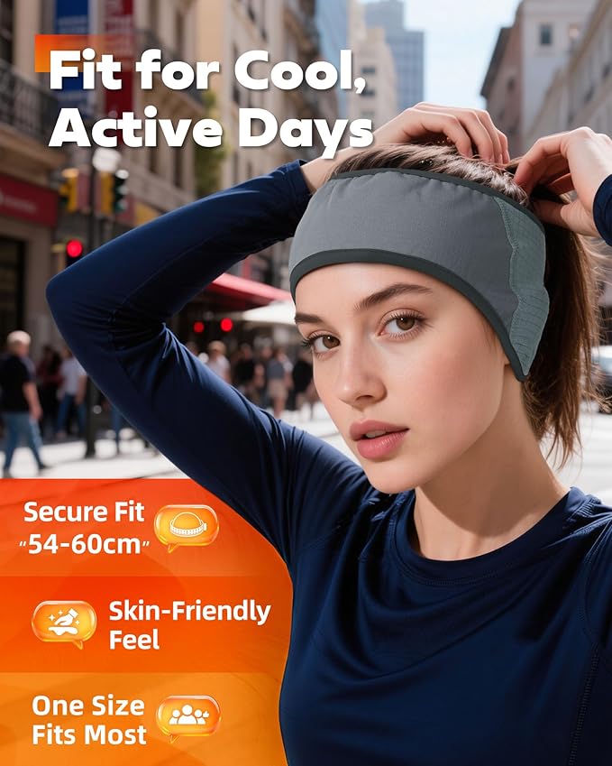 Winter Sport Headband Ear Warmer - Windproof Forehead & Breathable Fleece Headband for Skiing, Running, Cycling