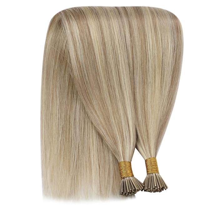 YoungSee I Tip Hair Extensions Blonde Itips Hair Extensions Human Hair Blonde Highlights Itip Hair Extension 18 Inch I-Tip Hair Extension Human Hair 50g 60s Cold Fusion Hair