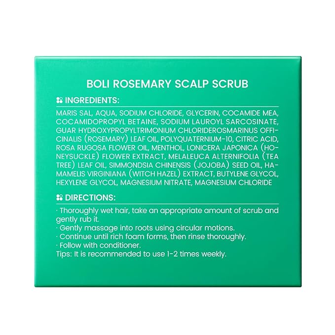BOLI Scalp Scrub, Rosemary Tea Tree Scrup Exfoliator Shampoo, Gentle Scalp Treatment with Mint Oil, Itchy Relief Scalp Massager (8.81 oz)