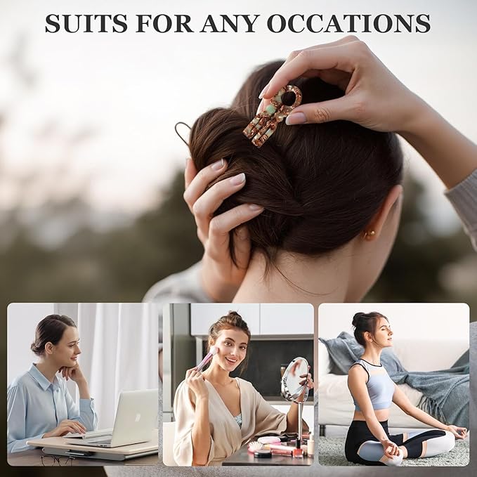 Sunolga 3pcs Prestige French Hair Pins for Women, 4.38" Large, Serrated Anti-Slip Design, Curved Shape for Better Head Fit, Coquette Elegant Hair Accessories for Updos, Chignon, Bun Hairstyles