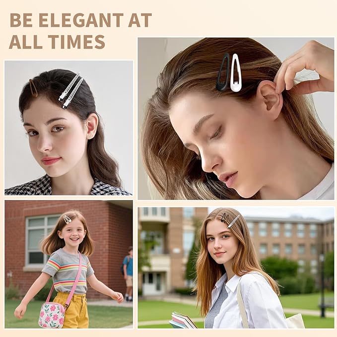 30 Pack Hair Clips for Women Styling - 10 Pcs 3.5" Sectioning Duckbill Clips + 20 Pcs 1.89" Snap Clips | Metal Barrettes for Thin Hair, Girls Hair Accessories (Non-Slip)