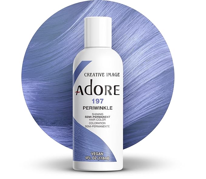 Adore Semi Permanent Hair Color (197 Peri Winkle) | Vegan & Cruelty-Free Purple Hair Dye | No Ammonia, No Peroxide, No Alcohol | 4 Fl Oz (Pack of 1)
