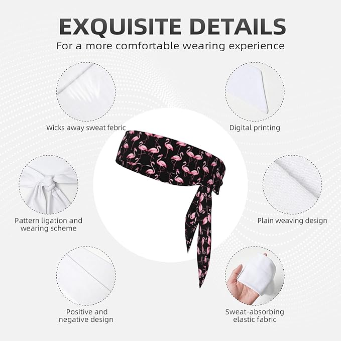 Boys Girls Pink Flamingos Lovers Sports Sweat Bands Boho Style Beauty Skinny Hair Band Headdress for Sports Fitness Shower