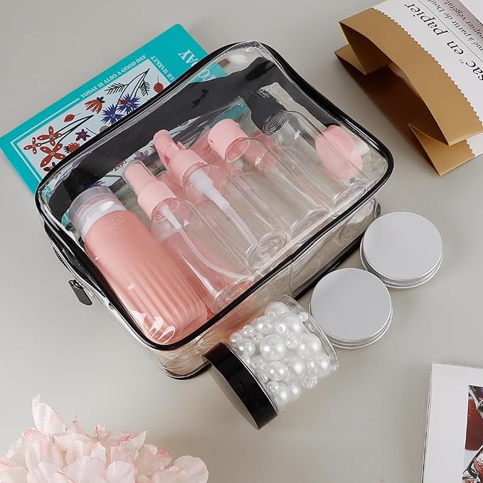 Travel Size Bottles for Toiletries 25Pack TSA Approved Toiletry Bottles Leak Proof Travel Kit with Clear Toiletry Bag Lotion Skincare Shampoo Cosmetic Container