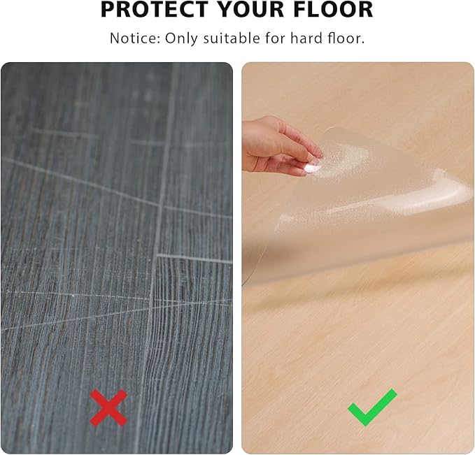 Clear Floor Mat for Home, 5'×8' Large Non-Slip Plastic Rug for Under Kitchen Table, Durable Waterproof Vinyl Area Mat for Baby Spills, Dog Accident, Anti-Scratch Floor Protector for Dining Room