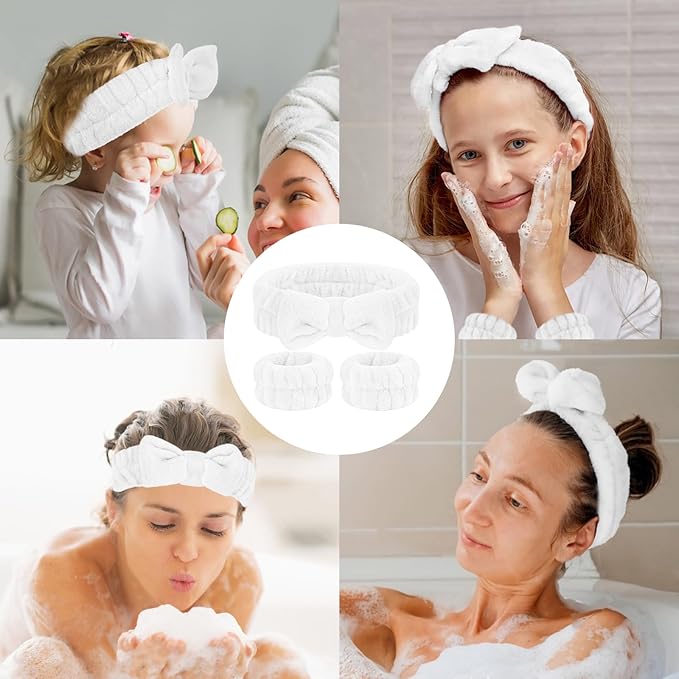 Face Wash Set - Microfiber Headband, Wristbands with Holder for Face Washing and Absorbent Spa Experience