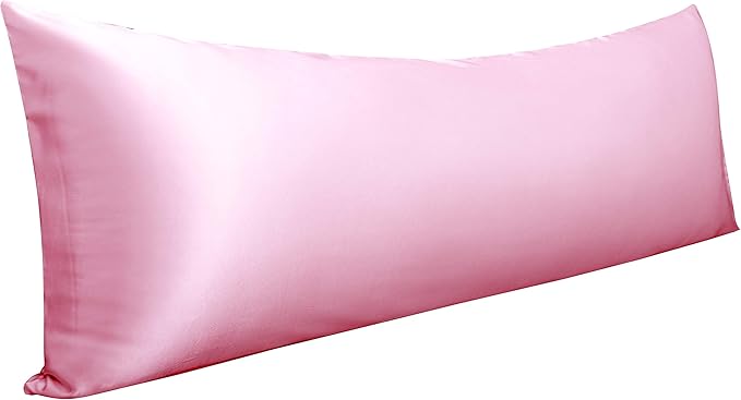NTBAY Satin Body Pillowcase for Hair and Skin, Luxurious and Silky Pillow case with Envelope Closure, 20x54 Inches, Pink