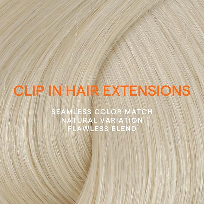 Full Shine Clip in Extensions Real Human Hair Blonde Extensions Clip in 16 Inch White Blonde Human Hair Extensions 7 Pcs 120 G