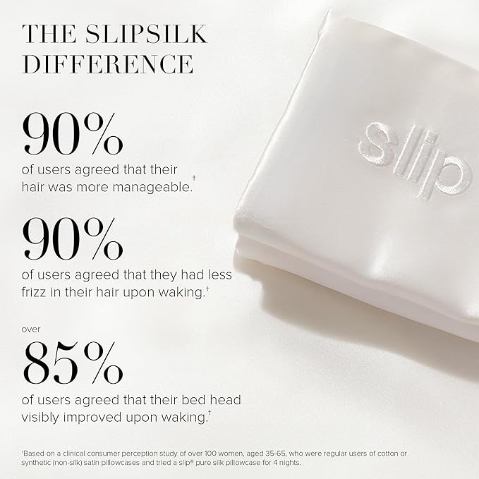 slip King Pure Silk Pillow Case - 100% Pure 22 Momme Mulberry Silk - King Size Standard Pillow Case -Anti-BedHead, Anti-Sleep Crease, Black (20" x 36")