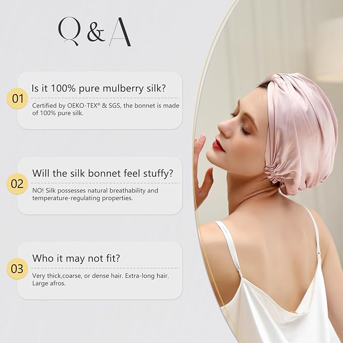 ZIMASILK 100% 22 Momme Mulberry Silk Bonnet for Sleeping Women, Breathable Silk Hair Wrap for Premium Hair Protection - Reducing Friction (1Pc, Gold)