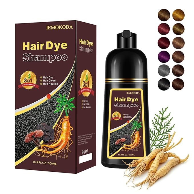 Hair Dye Shampoo 3 in 1, Instant Natural Hair Color Shampoo Hair Dye for Women & Men Black Tea, Root Touch Up & Easy To Use & Lasts 3-4 Weeks & All Hair Types, 16.9 fl.oz