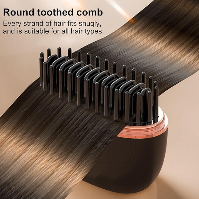 Mini Hair Straightener, Rechargeable Portable Hair Straightener Brush, Fast Heating Hot Comb 3-Speed Temperature Control with Anti Scald Shell for Home Travel