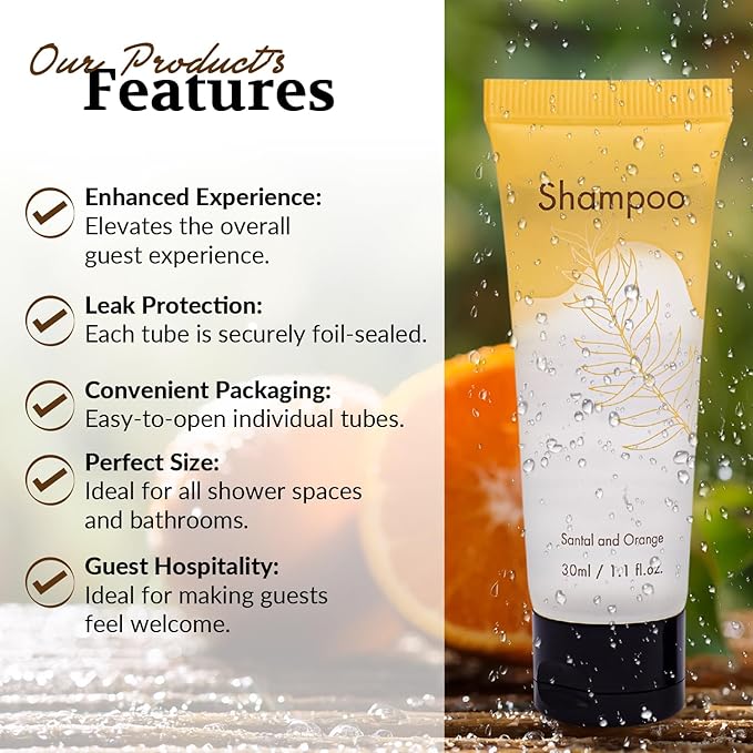 Travel Size Shampoo Bulk 100 PCS Per Case 1 Oz Each Individually Wrapped Hotel Shampoo Bulk Hotel Toiletries And Amenities