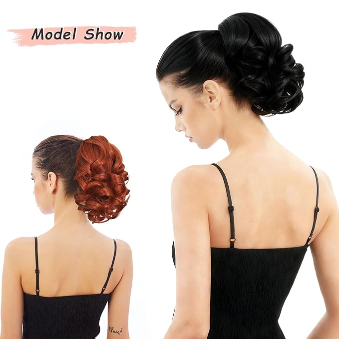 Ponytail Extension, Clip on Ponytails for Women, 9" Claw Clip in Short Curly Wavy Pony Hair Extension for Women - Blonde