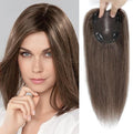 Human Hair Toppers for Women Real HairTopper with Thinning Hair 120% Density Round Shaped Swiss Base Hair Pieces 40g-Auburn Brown（12inch,6#）