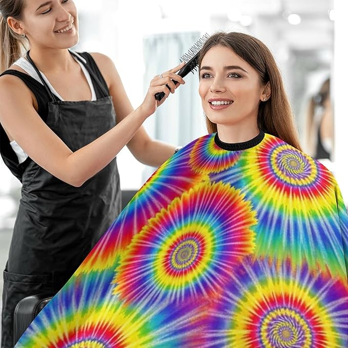Unisex Unique Tie Dye Art Hair Styling Cape, Lightweight Salon Cape Apron for Home Stylists, Haircut Tools