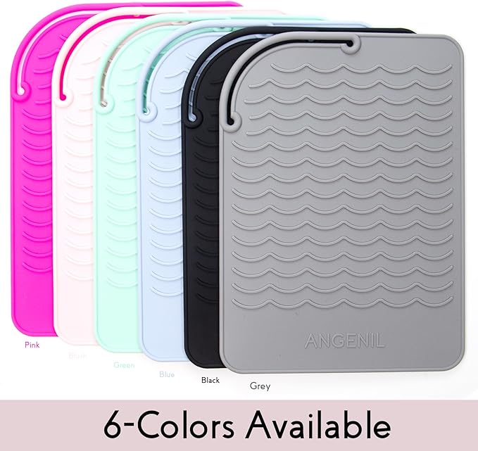 ANGENIL Heat Resistant Mat for Curling Irons, Hair Straighteners, and Flat Irons - Silicone Counter Pad and Travel Case for Hair Styling Tools