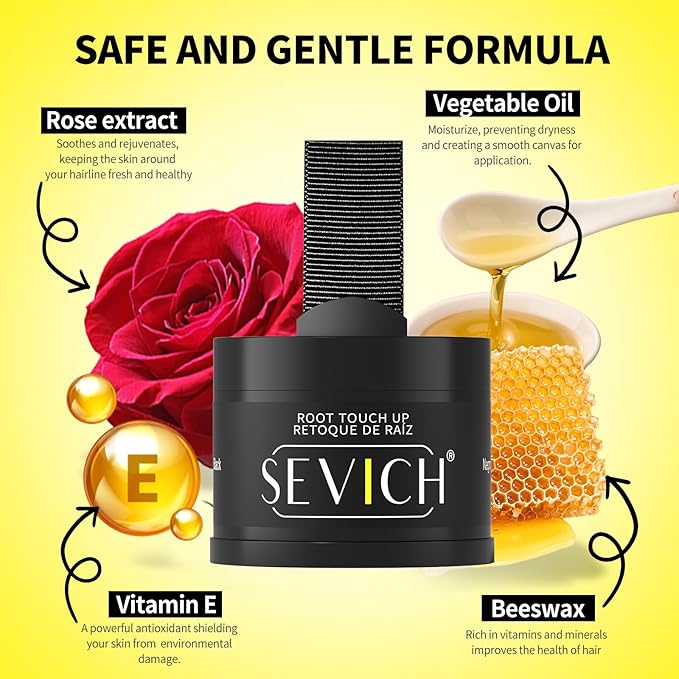 SEVICH Magnetic Hairline Powder with Brush | Refillable Root Touch Up for Sparse Hairlines & Gray Coverage | Waterproof, Sweat-Proof & Smudge-Proof | Natural & Invisible Hair Concealer (Brown)