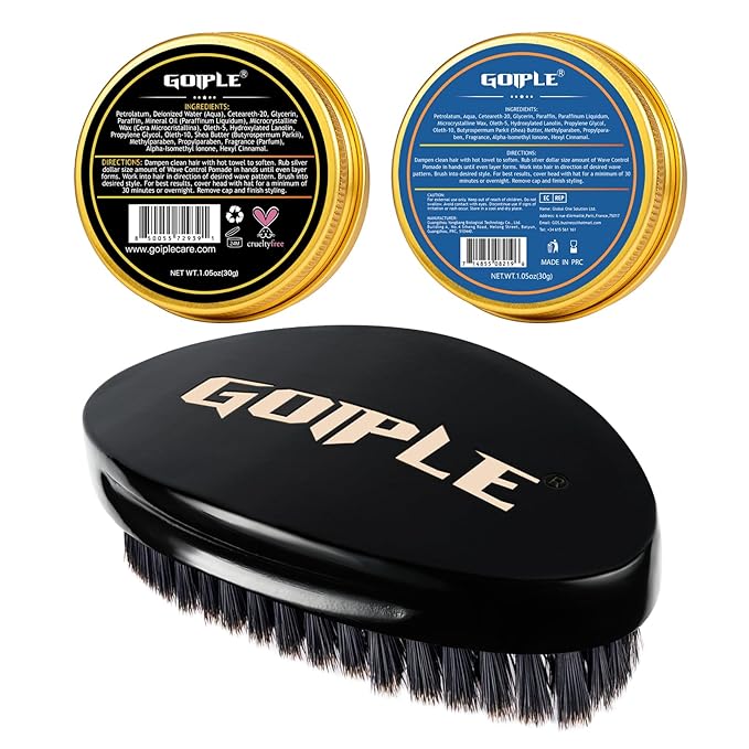 Curved 360 Wave Brush For Men - Medium Hard Palm Brush for Laying Down 360 Waves Made with Natural Boar Bristle and Wood Easy to Hold - Strong Hold Travel Size Wave Pomade Greasy 360 Layer Hair Waves