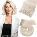 Moresoo White Blonde Clip in Hair Extensions Real Human Hair Blonde Clip ins Human Hair Extensions for Women Short Double Weft 80g/5pcs 14 inch