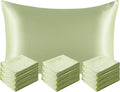 NTBAY 12 Pack Satin Queen Pillowcases for Hair and Skin, Luxurious and Silky Pillow Cases with Envelope Closure, 20 x 30 Inches, Sage Green