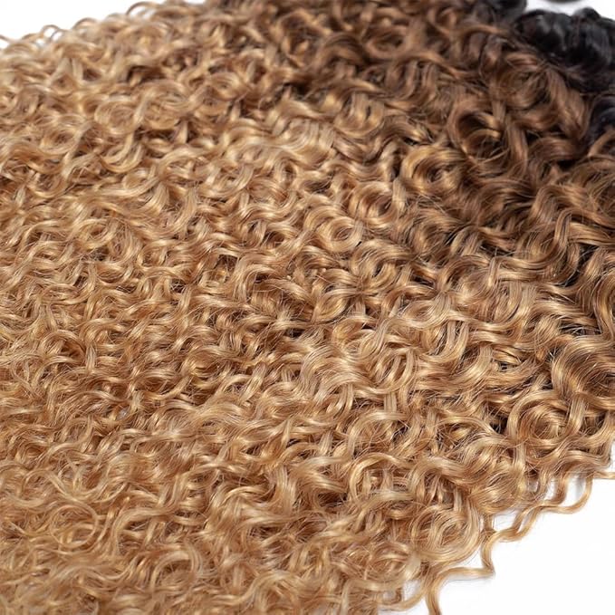 T1B/4/27 Water Wave Bundles Human Hair Honey Blonde Bundles 20 22 24 Inch Niegmeag Virgin Soft and Sikly Remy Hair Extensions Ombre Blonde Bundle
