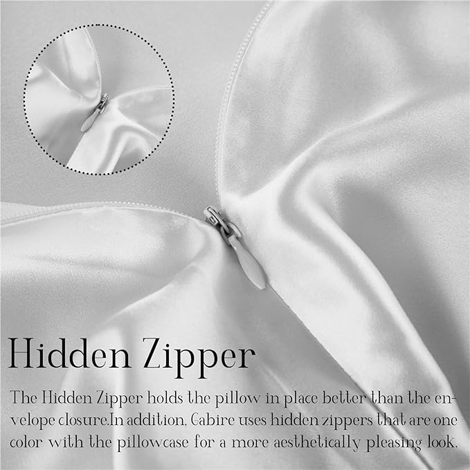 Mulberry Silk Pillowcase for Hair and Skin Prevent Acne Pillow Cases Both Sides Real Silk Pillowcases Organic Silk Pillowcase with Hidden Zipper, White, King (20"×36")