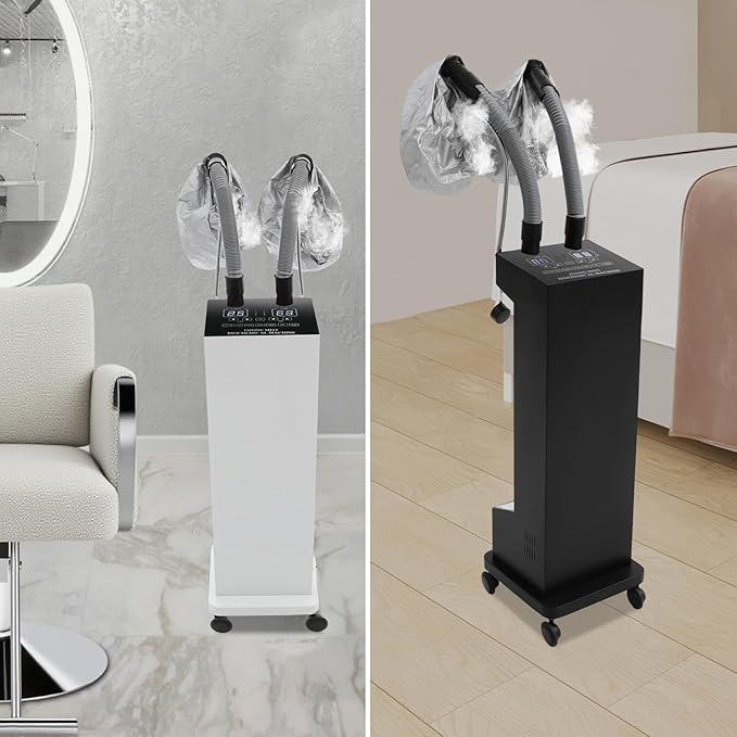 Professional Hair Steamer Machine with Adjustable Temperature,650W Hair Steamer,Dual Tube Steam Hair Care System,Salon Spa Equipment for Deep Hair Care Repair, Hair Styling (Black)