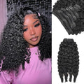 Burmese Curly Clip in Hair Extensions Real Human Hair, 8Pcs Remy Human Hair Clip in Extensions for Women, 100% Natural Soft Human Hair, 120g 12inch #1B Natural Black