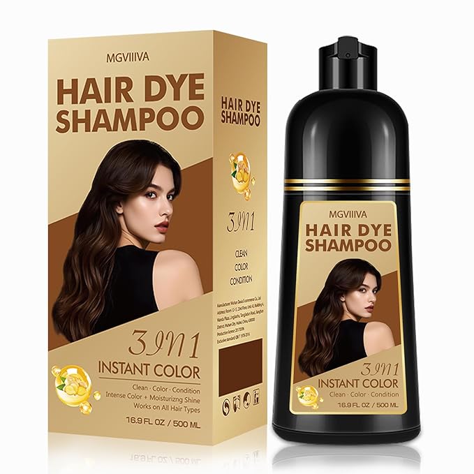 Hair Dye Shampoo 3 in 1, Blonde Brown Hair Dye for Men & Women, Long Lasting Hair Color for Gray Hair Coverage, Easy to Use, Shampoo for Color Treated Hair Dye 16.9 Fl Oz (Blonde brown)