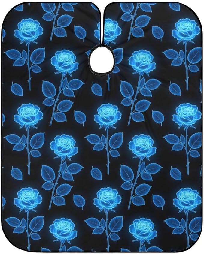 Men Women Burning Blue Rose Hair Styling Cape, Full Coverage Professional Hair Cutting Apron for Hair Dye, Easy Clean