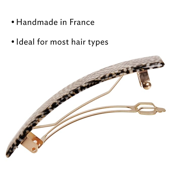 Silver Hair Barrette for Thin Hair, Classic Rectangle French Barrette for Women, Lightweight and Comfortable, Strong Hold, Opera Silver | France Luxe