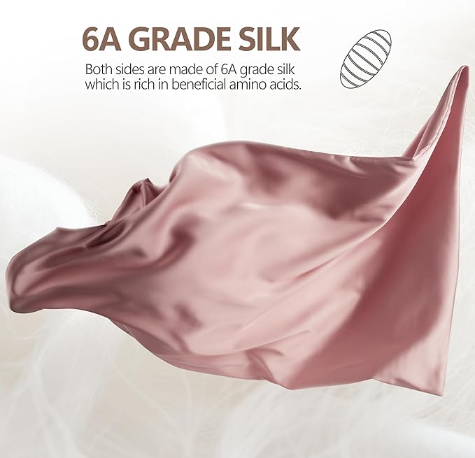 Set of 2 100% Silk Pillow Cases King - 6A Luxury Mulberry Silk Pillowcase for Hair and Skin - Anti-Wrinkle, Cooling & Smooth, Hidden Zipper - Pillowcases for Sleeping Women Girl, Boy, Pink
