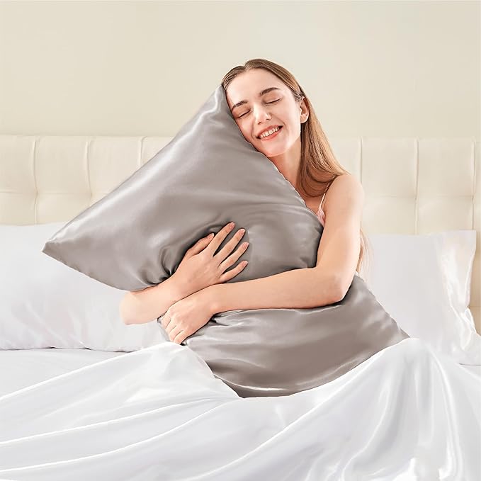 BEDELITE Satin Pillowcase with Zipper 2 Pack, Rose Taupe Pillow Cases Standard Size, Super Soft and Cooling Similar to Silk Pillow Cases, Gift for Women Men(20x26 Inches)