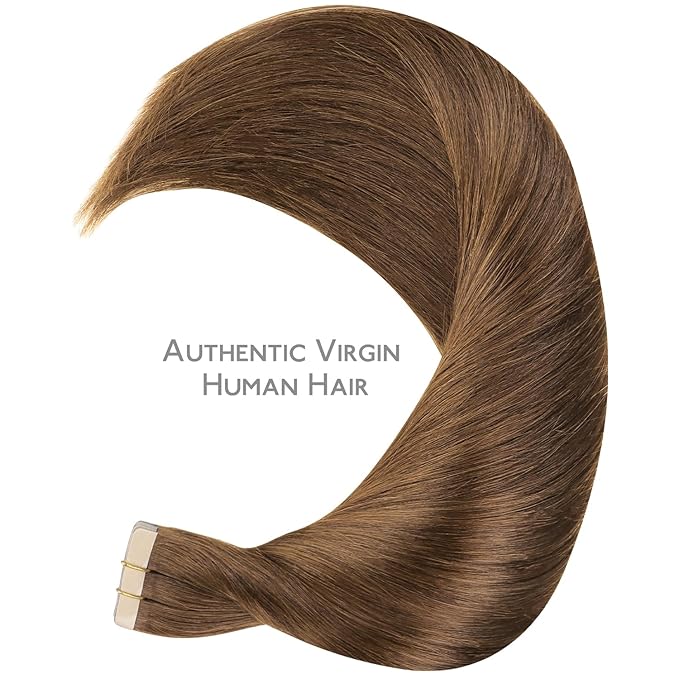 WENNALIFE Tape in Hair Extensions Human Hair, 20pcs 50g 16 inch Light Auburn Brown Remy Hair Extensions Straight Human Hair Tape in Extensions Skin Weft Tape Extensions Human Hair