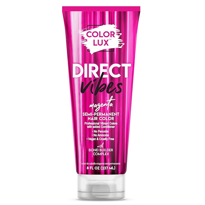 Color Lux Direct Vibes Semi-Permanent Hair Color, Magenta, Vibrant & Long-Lasting Shade, Ammonia-Free, Vegan, Sulfate-Free, Paraben-Free, 8 fl oz