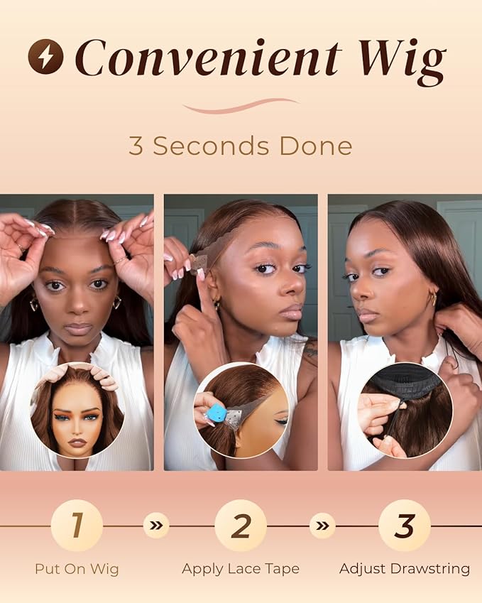 Arabella 13x6 Chocolate Brown Lace Front Wig Human Hair 4# Stright Wigs Human Hair Pre Plucked Pre Bleached Pre Cut Glueless Brown Frontal Wig Human Hair 30 Inch