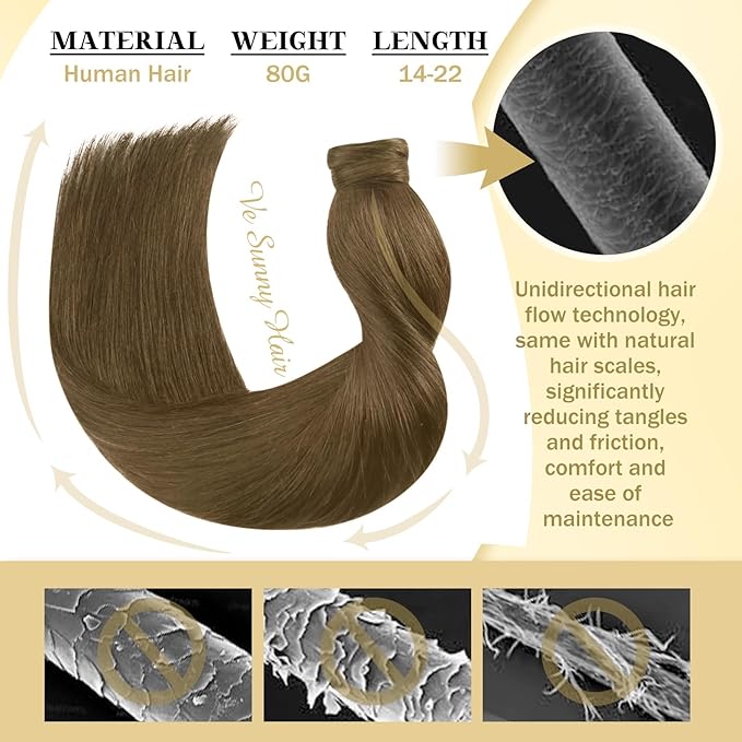 Ve Sunny Hair Extensions Ponytail Real Human Hair Wrap Around Clip in Ponytail Hair Extensions Straight Extensions Human Hair for Women Light Ash Brown 16inch 80G