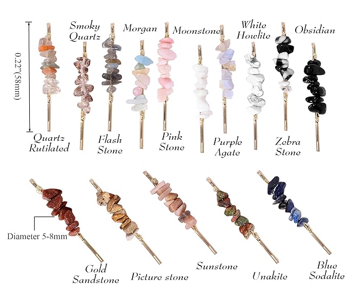 Crystal Hair Pins Gemstone Jeweled Bobby Pin Decorative Hair Accessories for Women Colorful Hairpins Set of 15