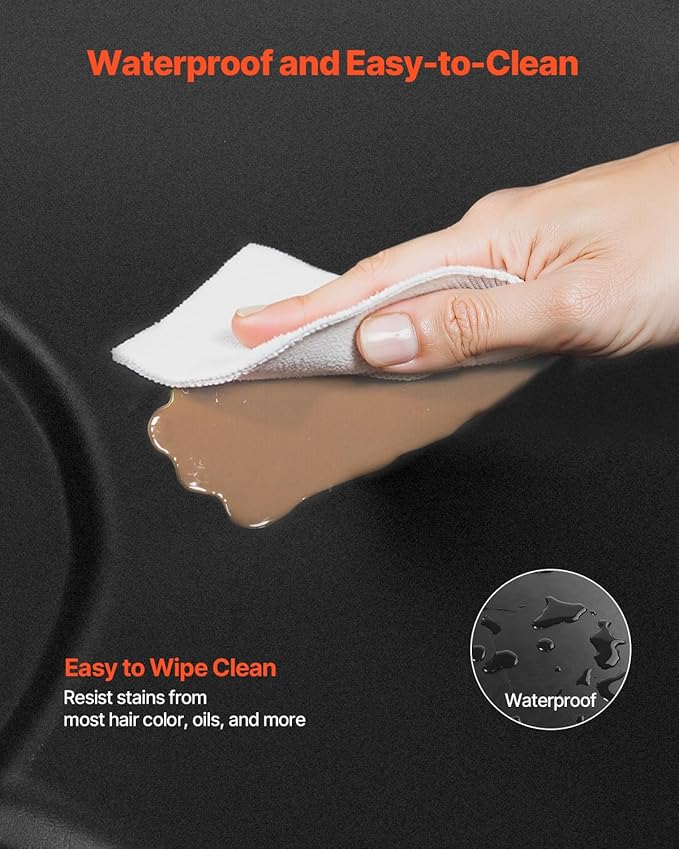 VEVOR Salon Mat for Hair Stylist, 3 x 5 FT Rectangle Salon Chair Mat Anti Fatigue, 7/8" Thickened PVC + PU Barber Shop Floor Mat with Round Cut Out, Anti-Trip Beveled Edges & Non-Slip Bottom