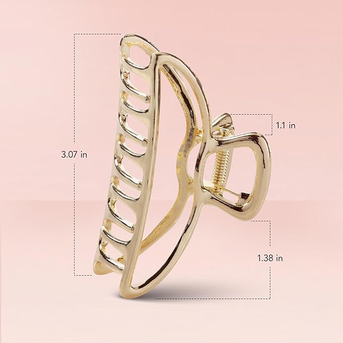 Kitsch Metal Hair Clips for Women - Durable & Elegant Metal Claw Clips, Perfect for Everyday Use & Special Occasions | Ideal Gifts for Women - Gold, 1 Pc
