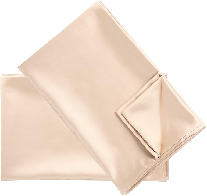 uxcell 2 Pack Silk Satin Pillowcase for Hair and Skin, Cool, Silky, Soft Breathable Pillow Cases King Size 20x36 Inch Sateen Pillowcase Light Tan with Envelope Closure