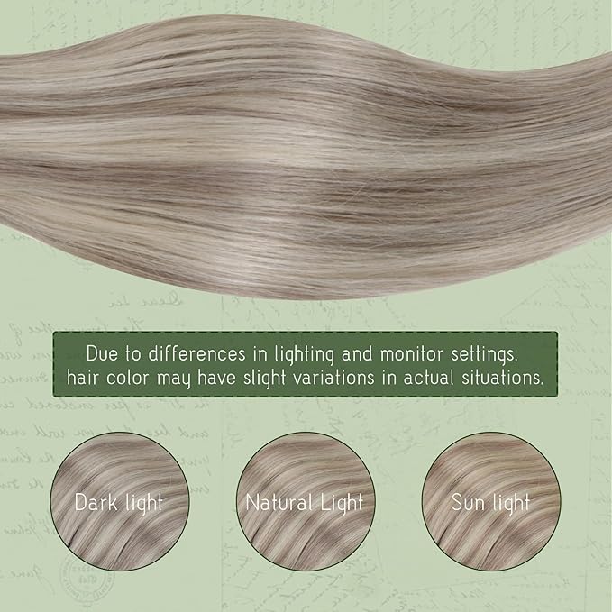 RUNATURE Clip in Hair Extensions Real Human Hair, Grey Blonde Clip in Hair Extensions Straight, Short Natural Remy Hair, No Shedding, 10 Inch 80g 7pcs #19P60 Grey Blonde Highlights
